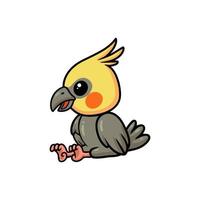 Cute little cockatoo cartoon sitting vector