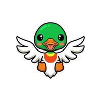 Cute little duck cartoon flying vector