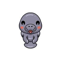 Cute baby manatee cartoon posing vector