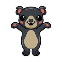 Cute little bear cartoon raising hands vector