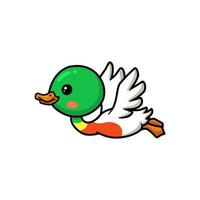 Cute little duck cartoon flying vector