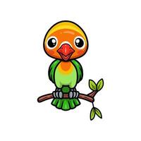 Cute little parrot cartoon on tree branch vector