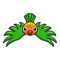 Cute little parrot cartoon flying vector