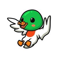 Cute little duck cartoon flying vector