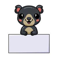 Cute little bear cartoon with blank sign vector