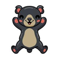 Cute little bear cartoon raising hands vector