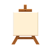 Wooden easel with blank canvas png