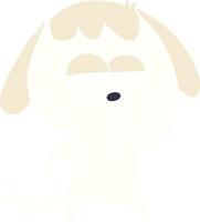 perro aburrido de dibujos animados de estilo de color plano vector