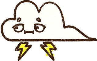 Lightning Cloud Chalk Drawing vector