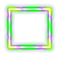 Neon frame, vibrant colored glowing neon frame with transparent background png