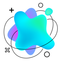 Amöben-Designelement. png mit transparentem Hintergrund. unregelmäßige organische Form mit lebendigen Verlaufsfarben. Kopieren Sie Platz für Ihren Text.