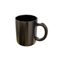 caneca preta brilhante. renderização 3D png