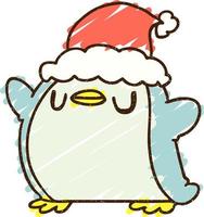 Christmas Penguin Chalk Drawing vector