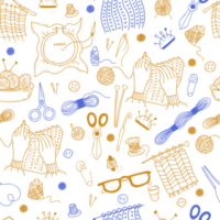 Seamless pattern with hands and knitting png