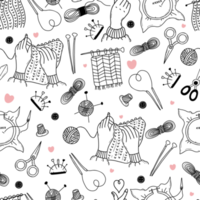 nahtloses Muster mit Händen und Stricken png