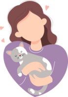 Beautiful girl with cat png