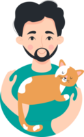Happy cute man with cat png