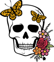 calavera y mariposa png