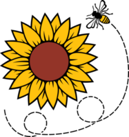 Sunflower and Flying Bee png