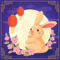 Full Moon With Cute Bunny vector