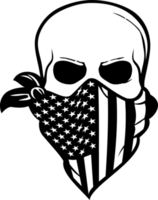 Human Skull with American Flag Bandana png