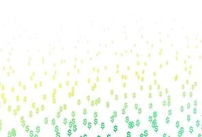 Light Green, Yellow vector texture with financial symbols.