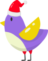 Hand Drawn happy bird wearing christmas hat illustration png