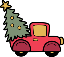 Hand Drawn Christmas tree truck illustration png