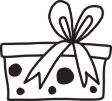dibujado a mano ilustración de caja de regalo de navidad cuadrada png
