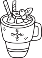 Hand Drawn Christmas Cocoa with marshmallows coffee mug illustration png