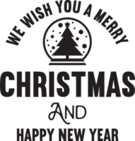 Merry Christmas and happy new year lettering and quote illustration png