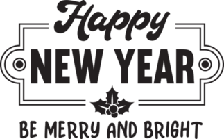 Merry Christmas and happy new year lettering and quote illustration png