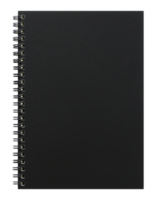 cubierta de cuaderno negra aislada con ruta de recorte para maqueta png