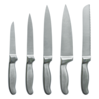 set of kitchen knifes isolated with clipping path png