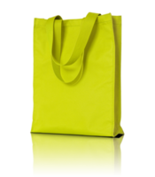 yellow shopping fabric bag isolated with reflect floor for mockup png