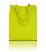 yellow shopping fabric bag isolated with reflect floor for mockup png