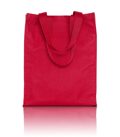 red shopping fabric bag isolated with reflect floor for mockup png