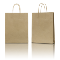 brown paper bag isolated with reflect floor for mockup png