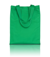 green shopping fabric bag isolated with reflect floor for mockup png