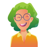 People smile green hair Woman happy PNG Flat Design