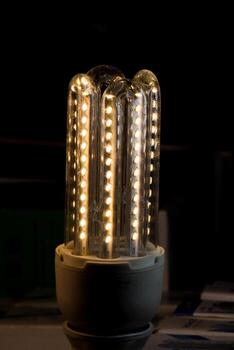 neon lamp on display stand photo