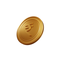símbolo de moeda rupia indiana ilustração 3d png