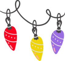 mano disegnato Natale decorazione leggero bulbi illustrazione png