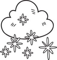 nuages dessinés à la main et illustration de neige png