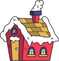 hand- getrokken schattig Kerstmis huis illustratie png