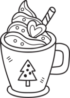 Hand Drawn Christmas Cocoa with marshmallows coffee mug illustration png