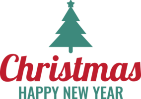 Merry Christmas and happy new year lettering and quote illustration png