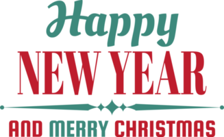 Merry Christmas and happy new year lettering and quote illustration png