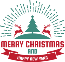 Merry Christmas and happy new year lettering and quote illustration png