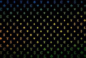 Dark multicolor, rainbow vector texture with playing cards.
